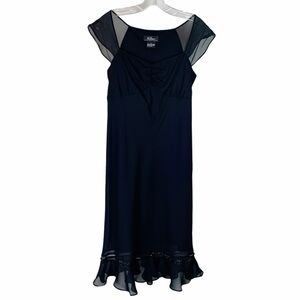 Fairycore Whimsigoth Black Dress Sheer Overlay Sequin Ruffle AGB Byer NWT Size 6